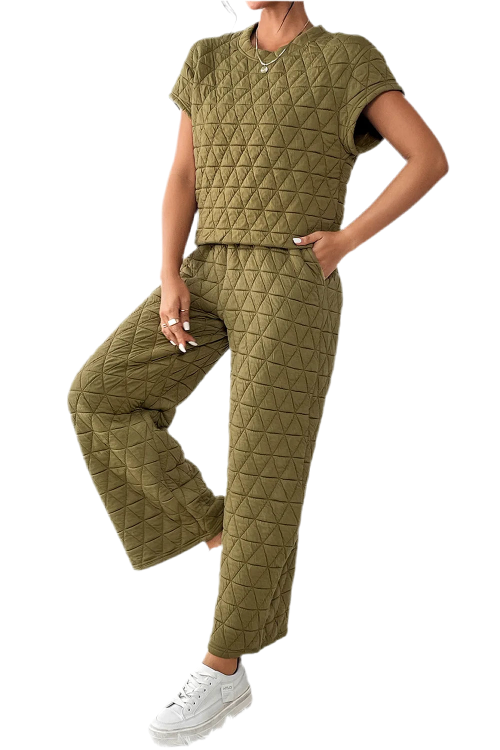 Short Sleeve Top and Pocketed Pants Lounge Set