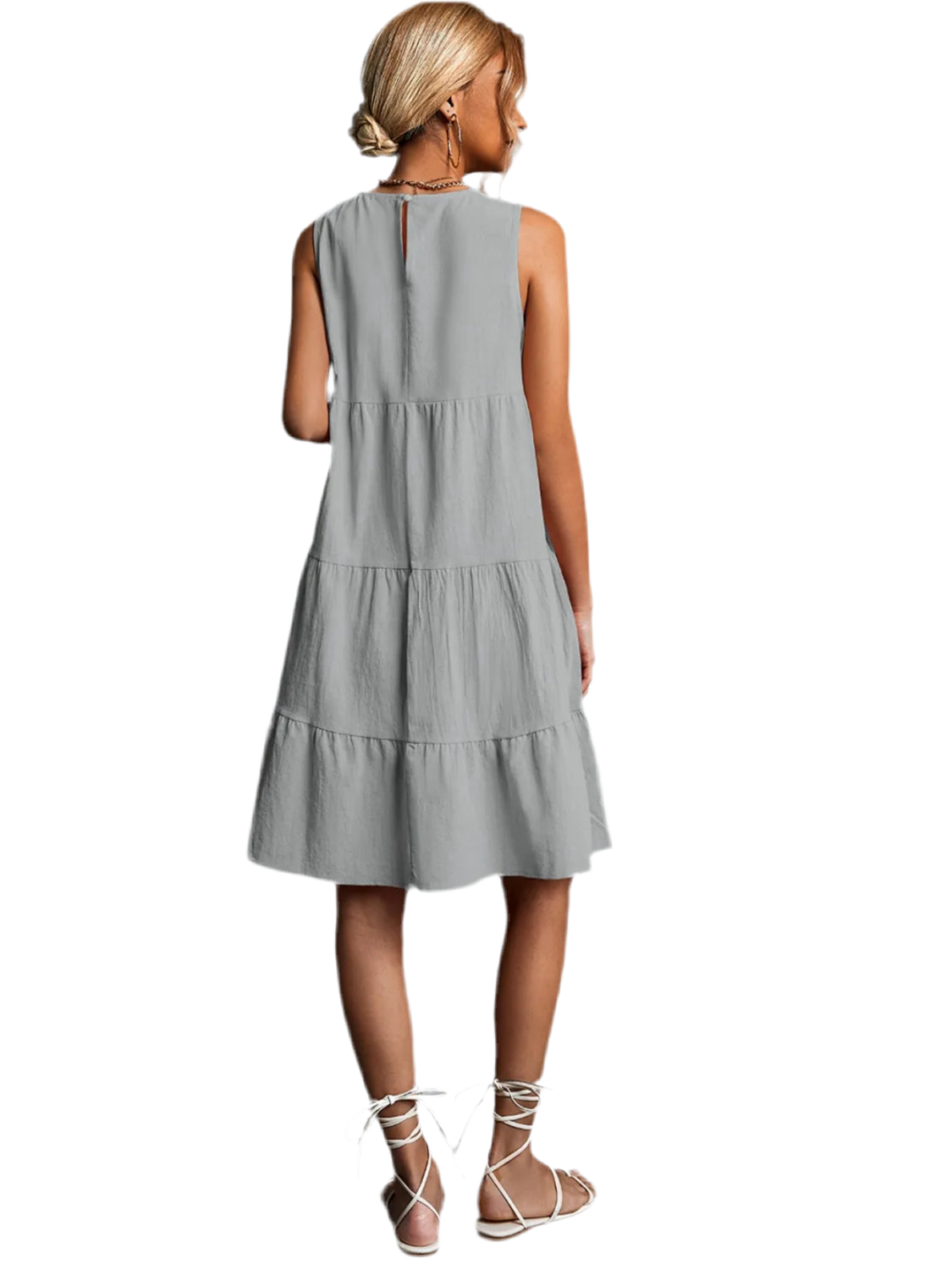 Tiered Round Neck Sleeveless Mini Tank Dress
