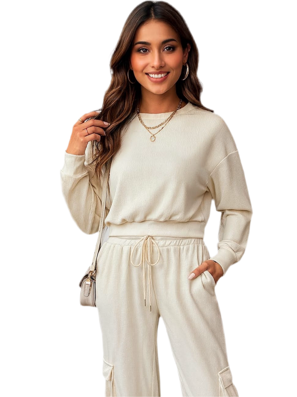 Perfee Round Neck Long Sleeve Top and Pants Set