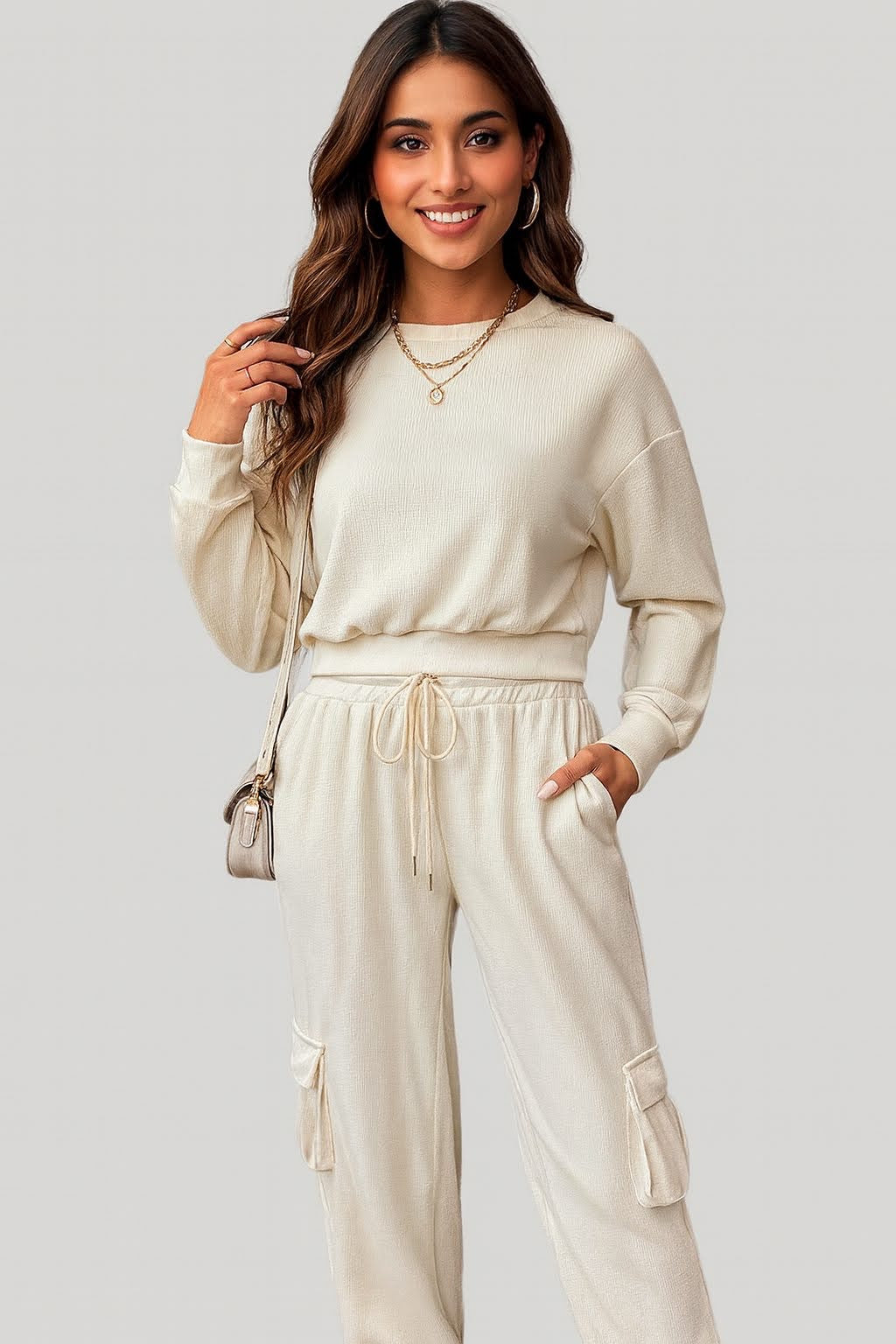 Perfee Round Neck Long Sleeve Top and Pants Set