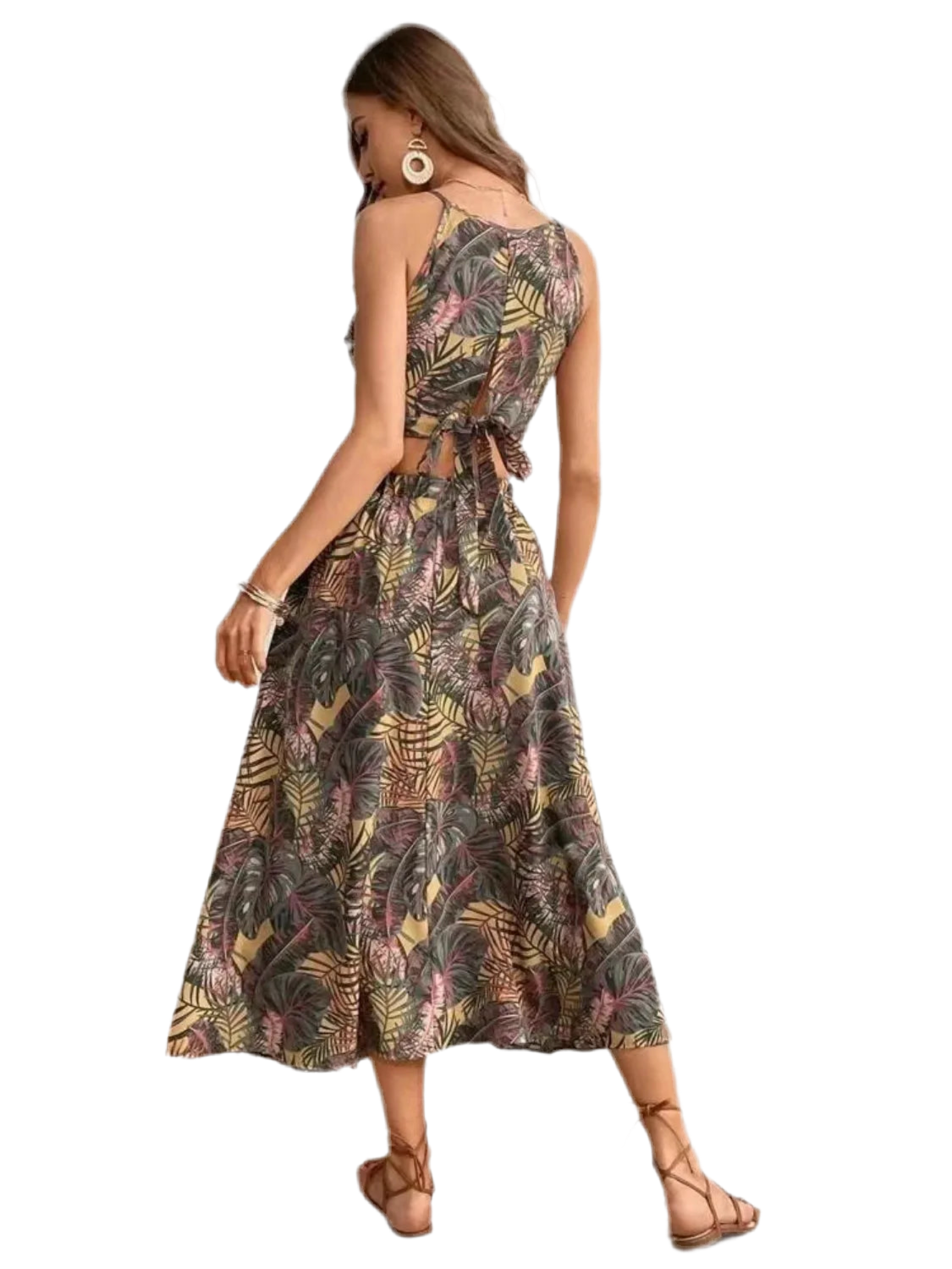 Printed Cami and Slit Skirt Set