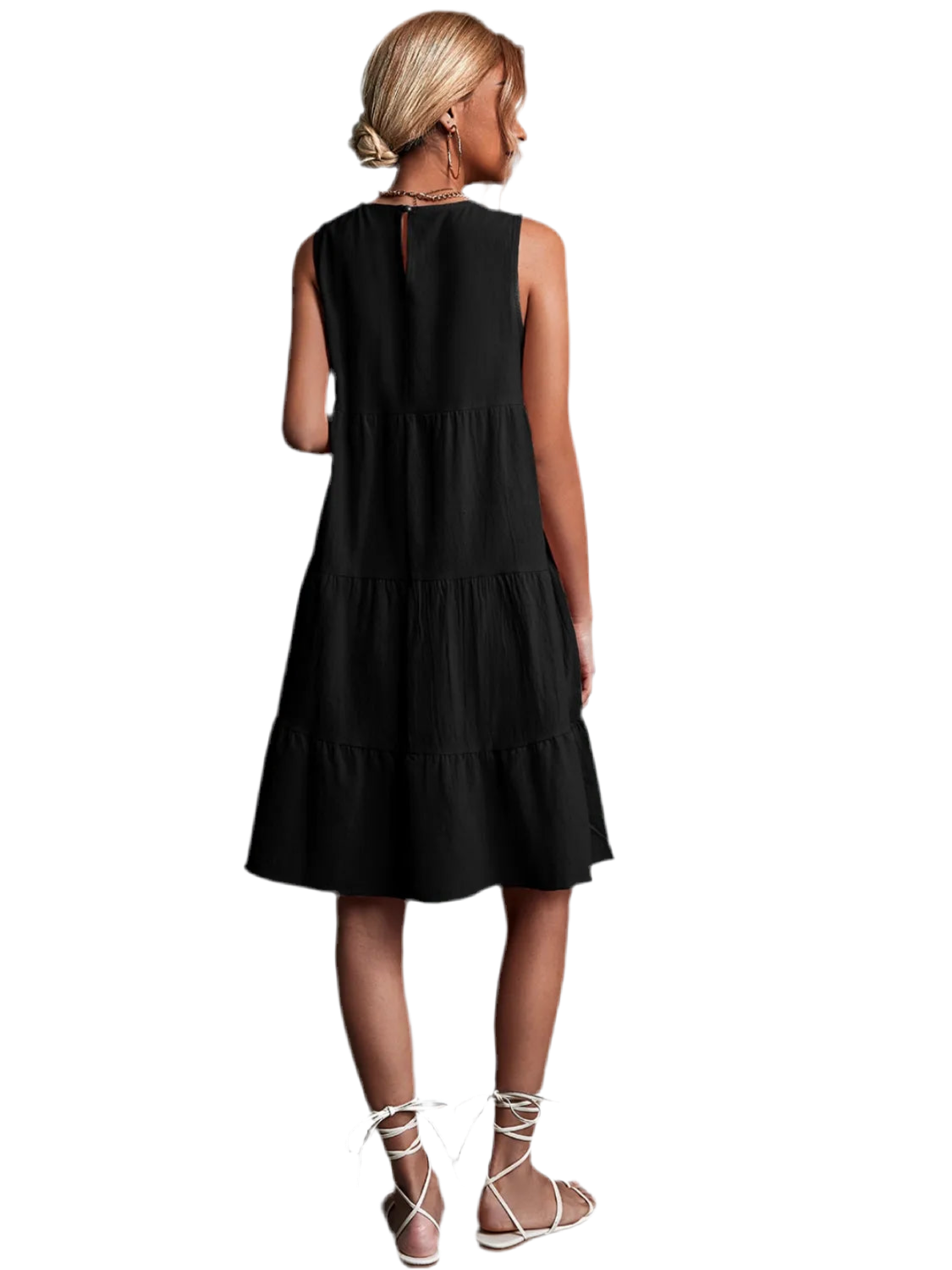Tiered Round Neck Sleeveless Mini Tank Dress