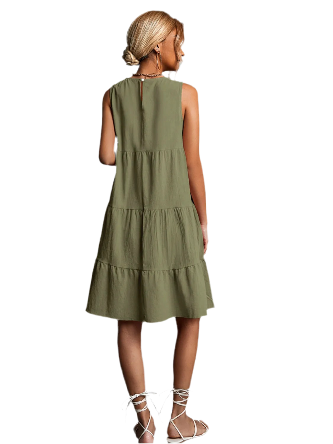 Tiered Round Neck Sleeveless Mini Tank Dress