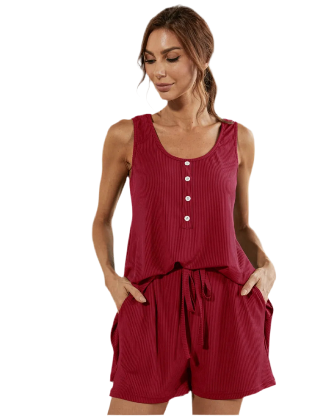 Scoop Neck Wide Strap Top and Shorts Set