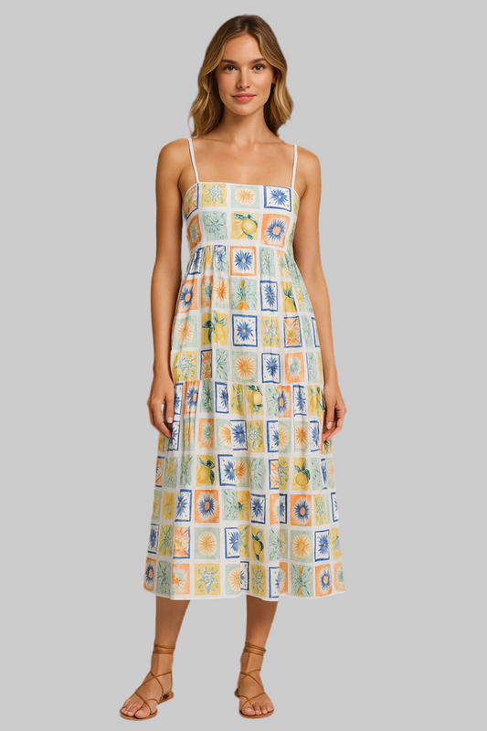 Summer Floral Print Tiered Maxi Cami Dress