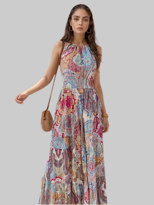 Printed Halter Neck Maxi Dress
