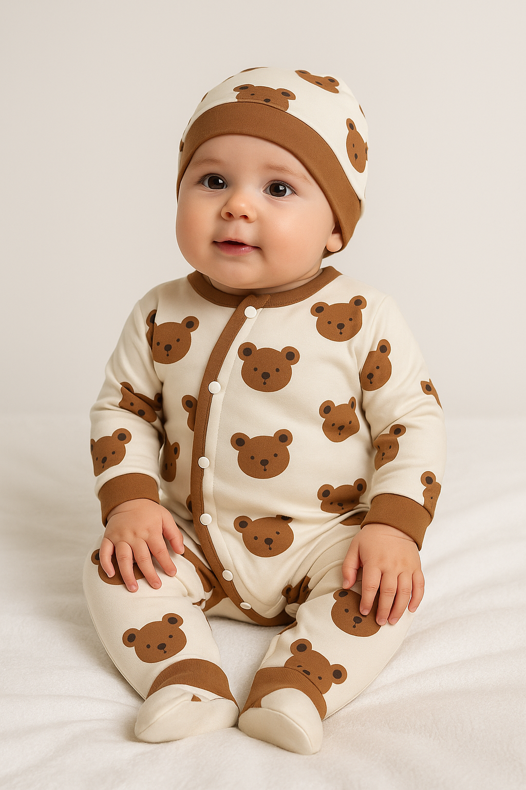 Onesie Bear Print Long Sleeve Jumpsuits