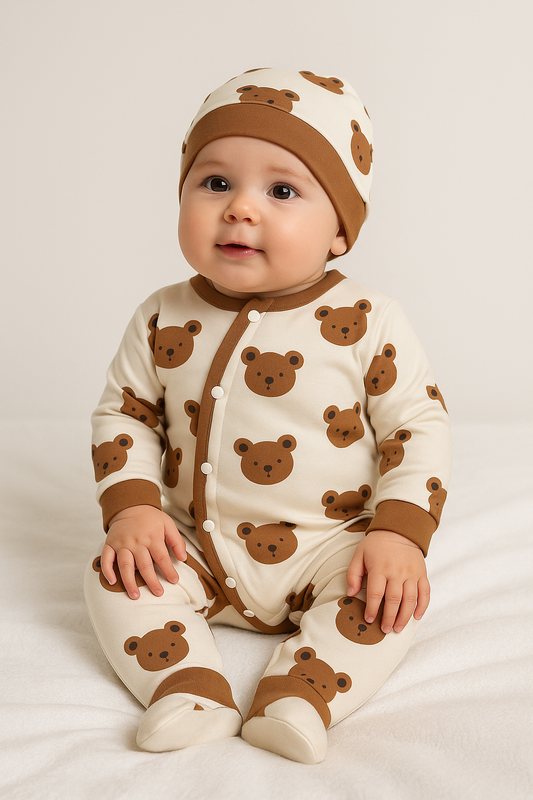 Onesie Bear Print Long Sleeve Jumpsuits