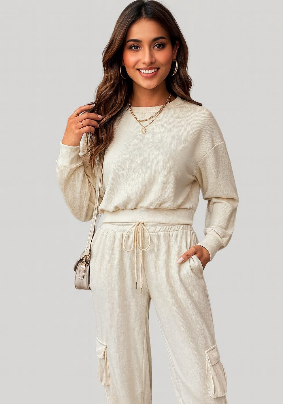 Perfee Round Neck Long Sleeve Top and Pants Set