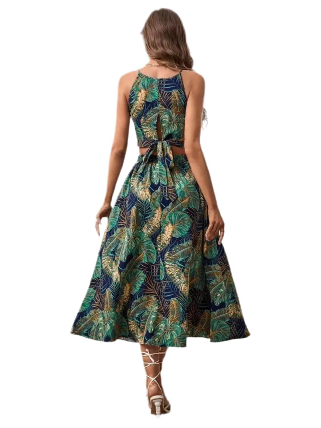Printed Cami and Slit Skirt Set