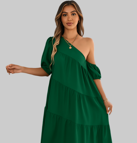 Single Shoulder Tiered Dress