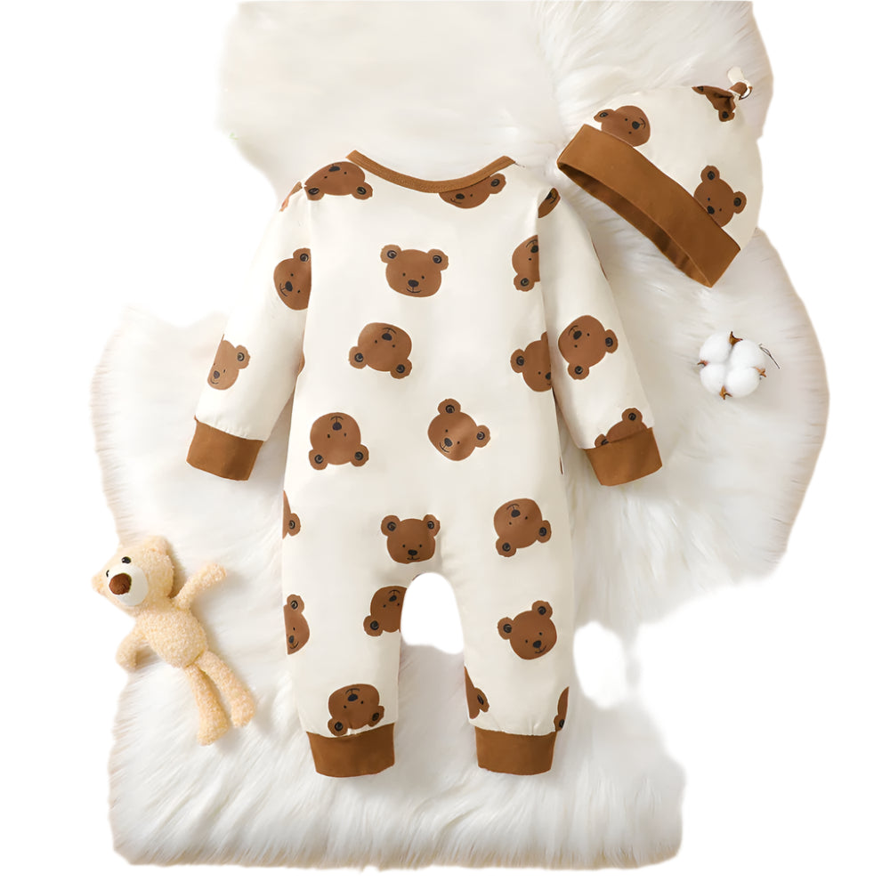 Onesie Bear Print Long Sleeve Jumpsuits