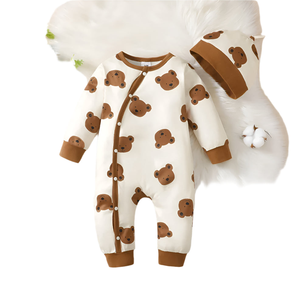 Onesie Bear Print Long Sleeve Jumpsuits