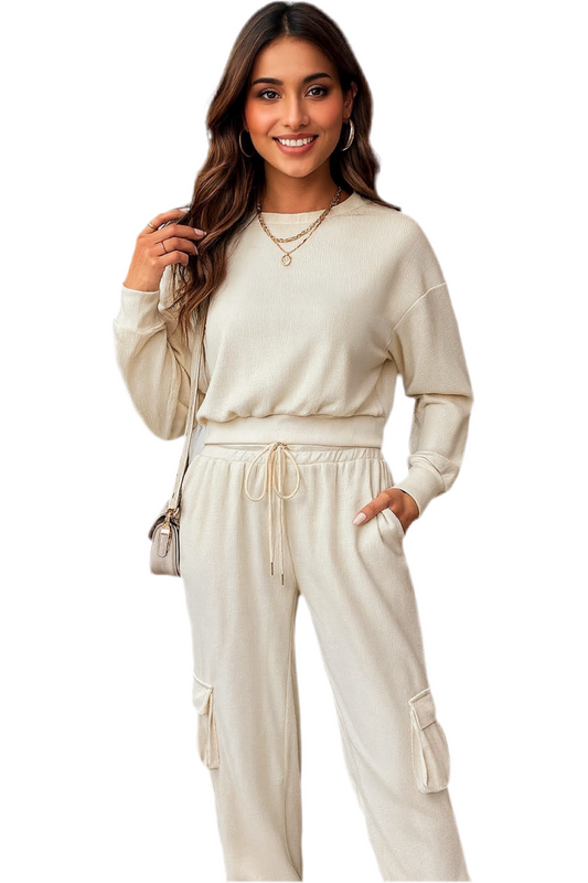 Perfee Round Neck Long Sleeve Top and Pants Set