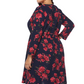 Plus Size Floral Print Half Zip Up Dress