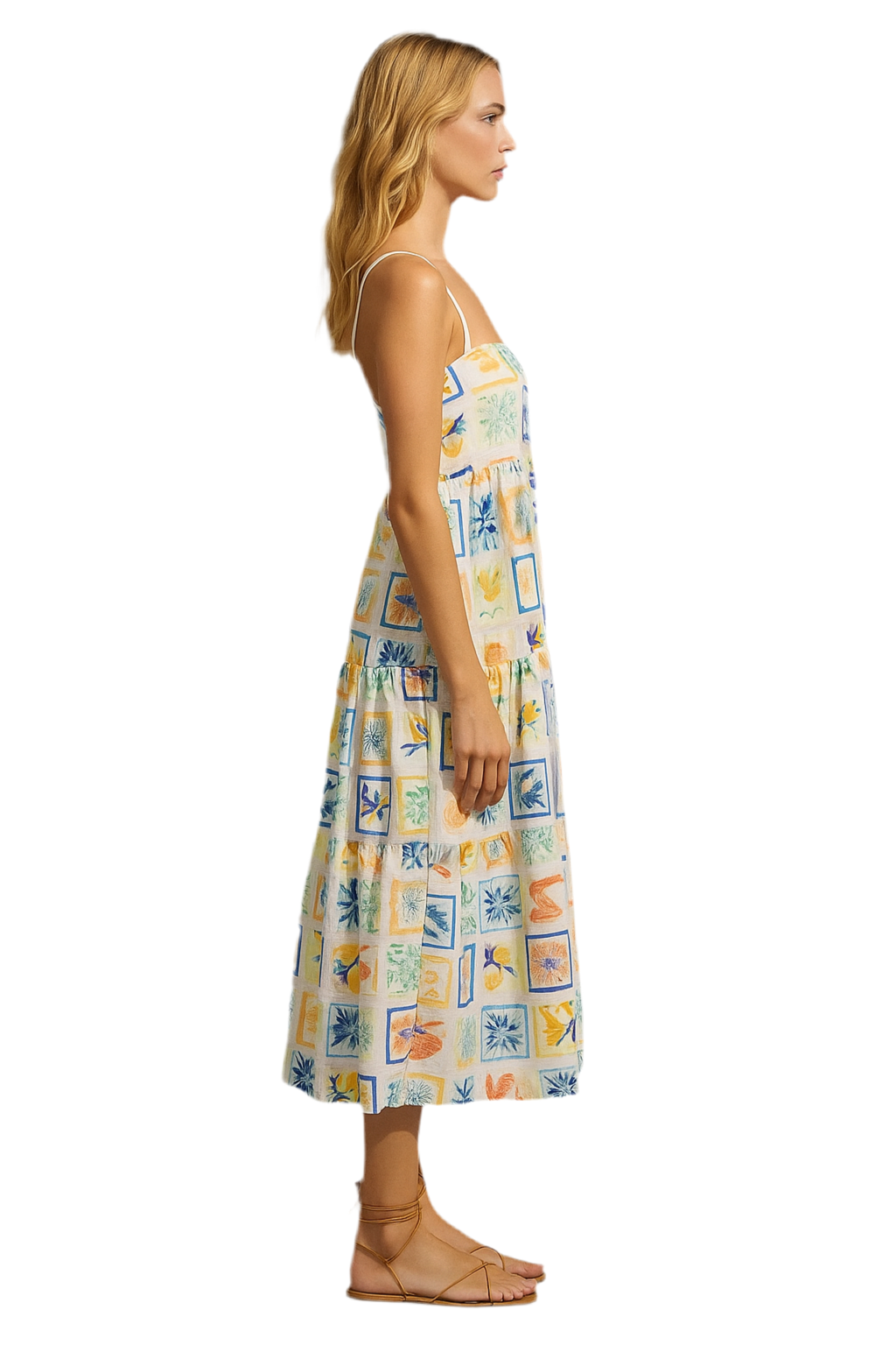 Summer Floral Print Tiered Maxi Cami Dress