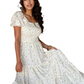 Floral Smocked Short Puff Sleeve Maxi Dress