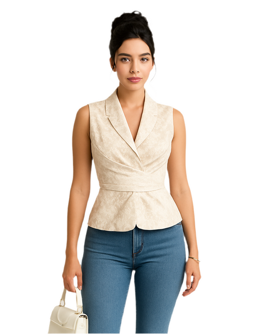 Flower Ruched Sleeveless Tank