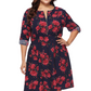 Plus Size Floral Print Half Zip Up Dress