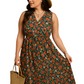 Plus Size Floral Notched Sleeveless Dress