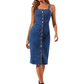 Button Front Fitted Denim Midi Dress
