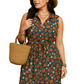 Plus Size Floral Notched Sleeveless Dress