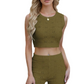Eyelet Round Neck Tank and shorts Sweater Set