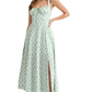 MABLE Floral Print Bustier Back Lace Up Midi Dress