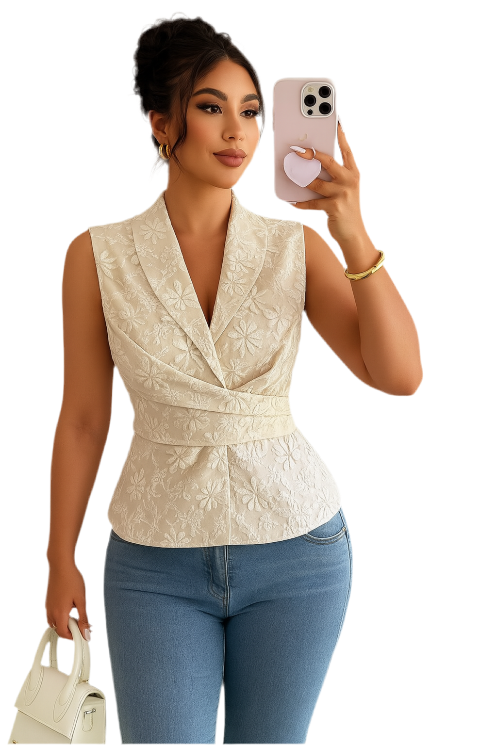 Flower Ruched Sleeveless Tank