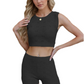 Eyelet Round Neck Tank and shorts Sweater Set