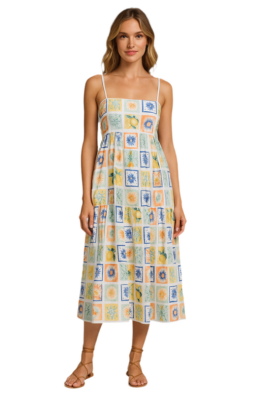 Summer Floral Print Tiered Maxi Cami Dress
