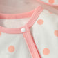 4PCS  Newborn Baby girl lovely and sweet Polka dot printingPatch Bear  autumn Cute jumpsuits+Hat+Bib