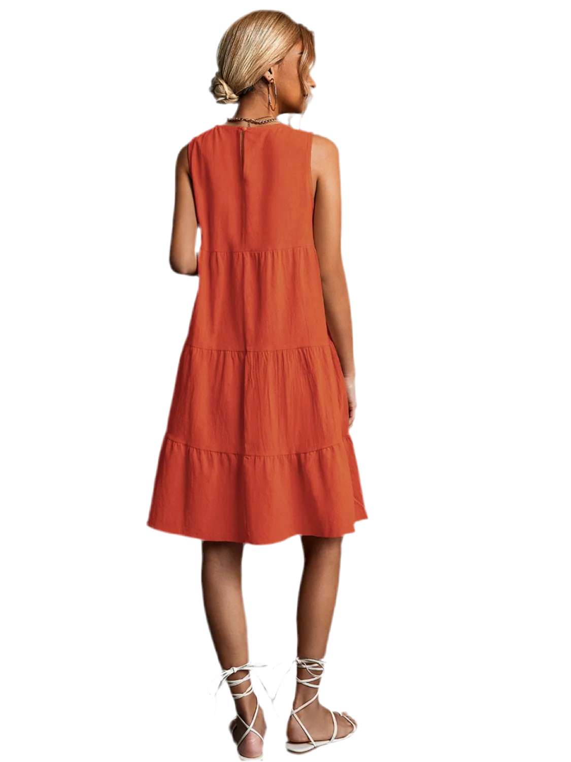 Tiered Round Neck Sleeveless Mini Tank Dress