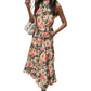 Printed Tiered Pocketed Mock Neck Midi Dress