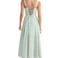 MABLE Floral Print Bustier Back Lace Up Midi Dress