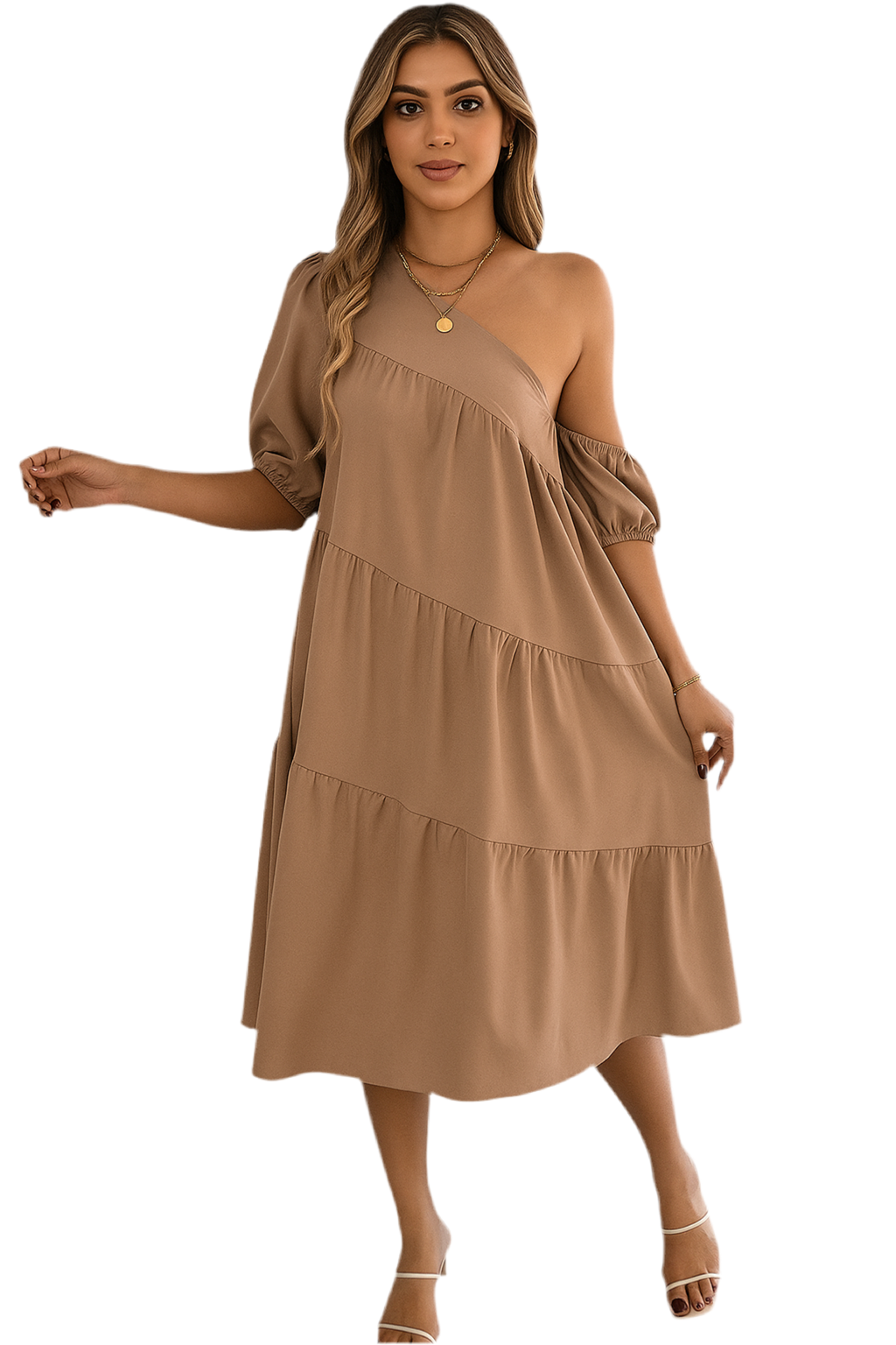 Single Shoulder Tiered Dress