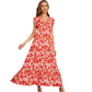 Floral V-Neck Cap Sleeve Summer Dress
