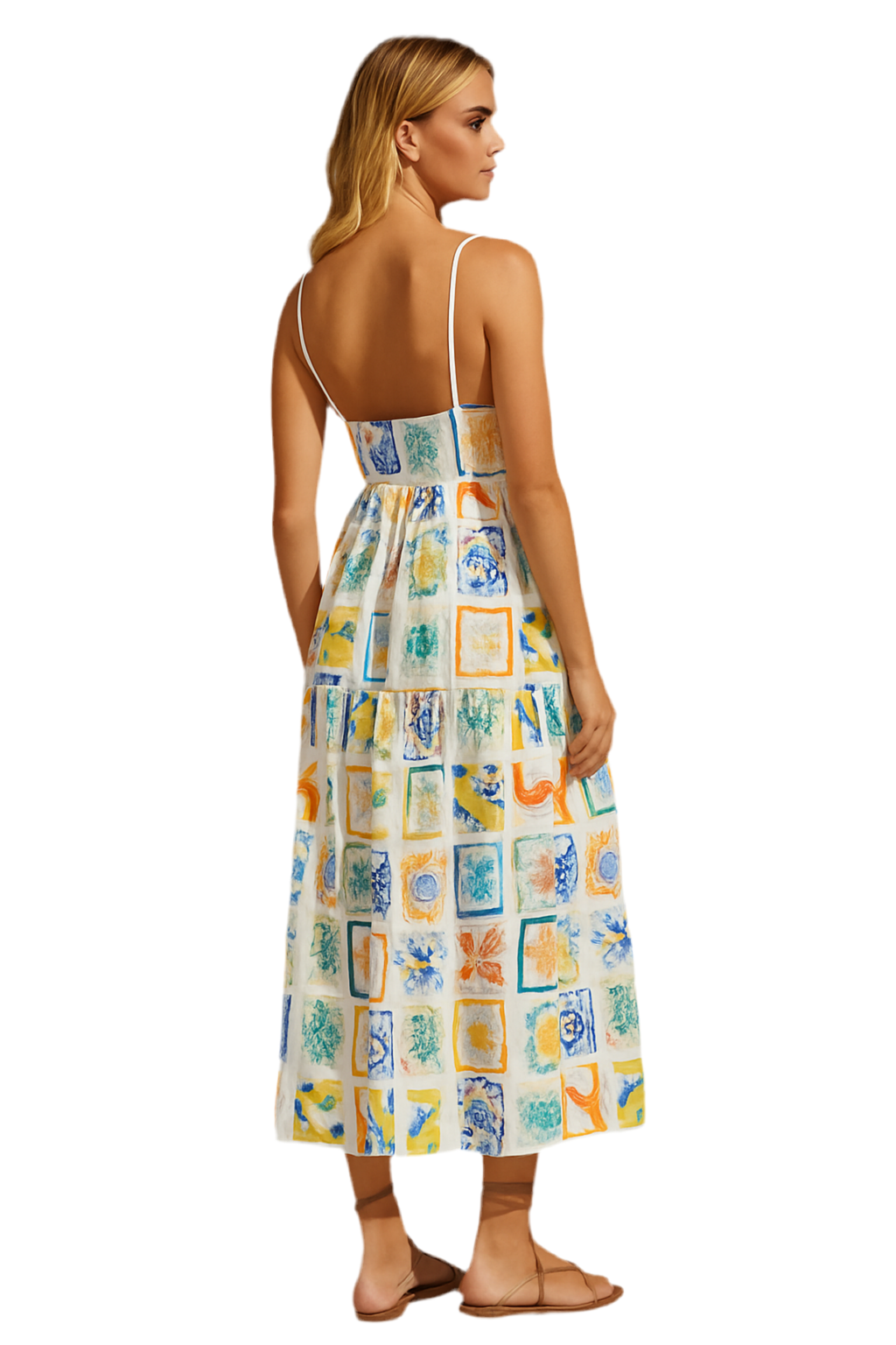 Summer Floral Print Tiered Maxi Cami Dress