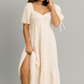 Textured Sweetheart Neck Short Sleeve Dress