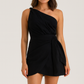 Ruched One-Shoulder Mini Dress