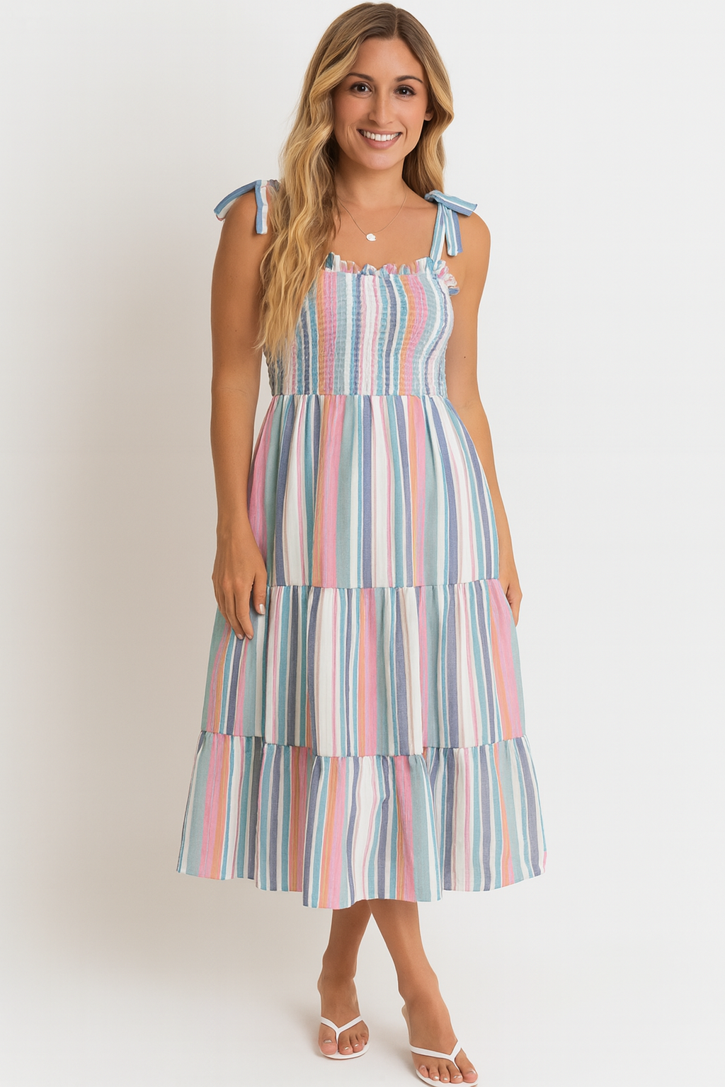 Contrast Striped Square Neck Cami Dress