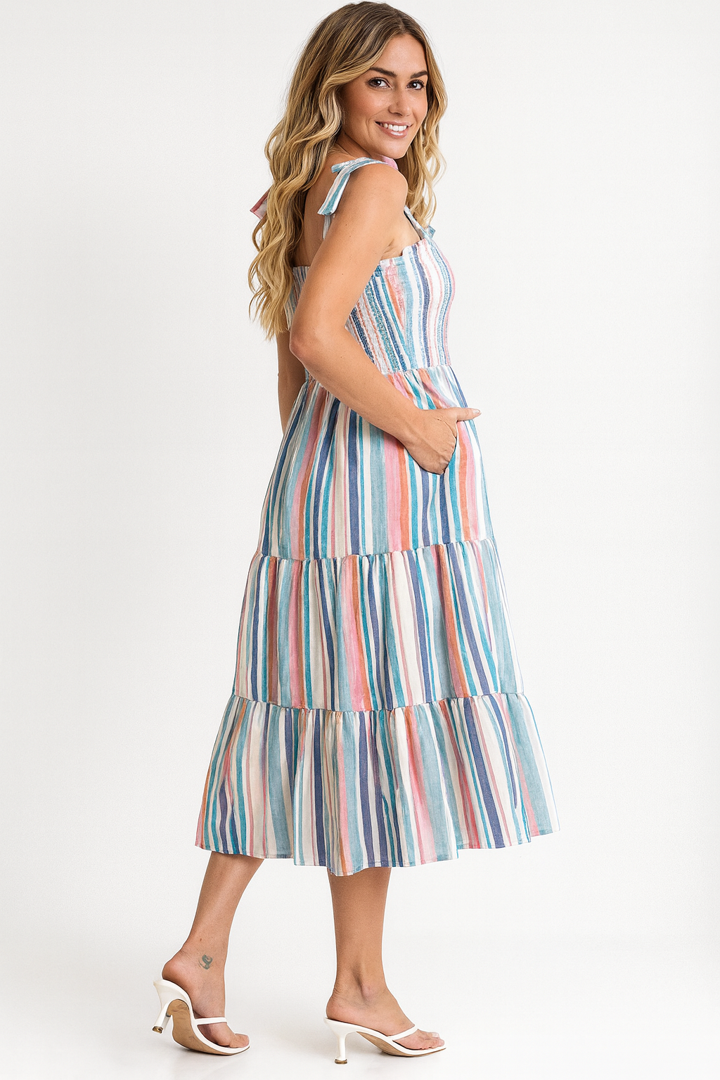 Contrast Striped Square Neck Cami Dress