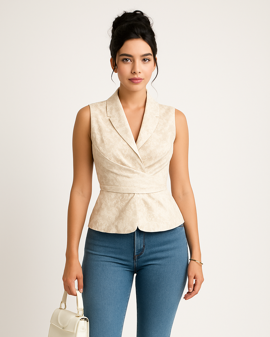 Flower Ruched Sleeveless Tank