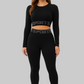 Letter Print Round Neck Long Sleeve Top and Leggings Active Set
