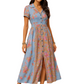 Smocked Floral V-Neck Short Sleeve Midi Dress
