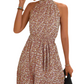 Floral Frill Trim Keyhole Sleeveless Dress