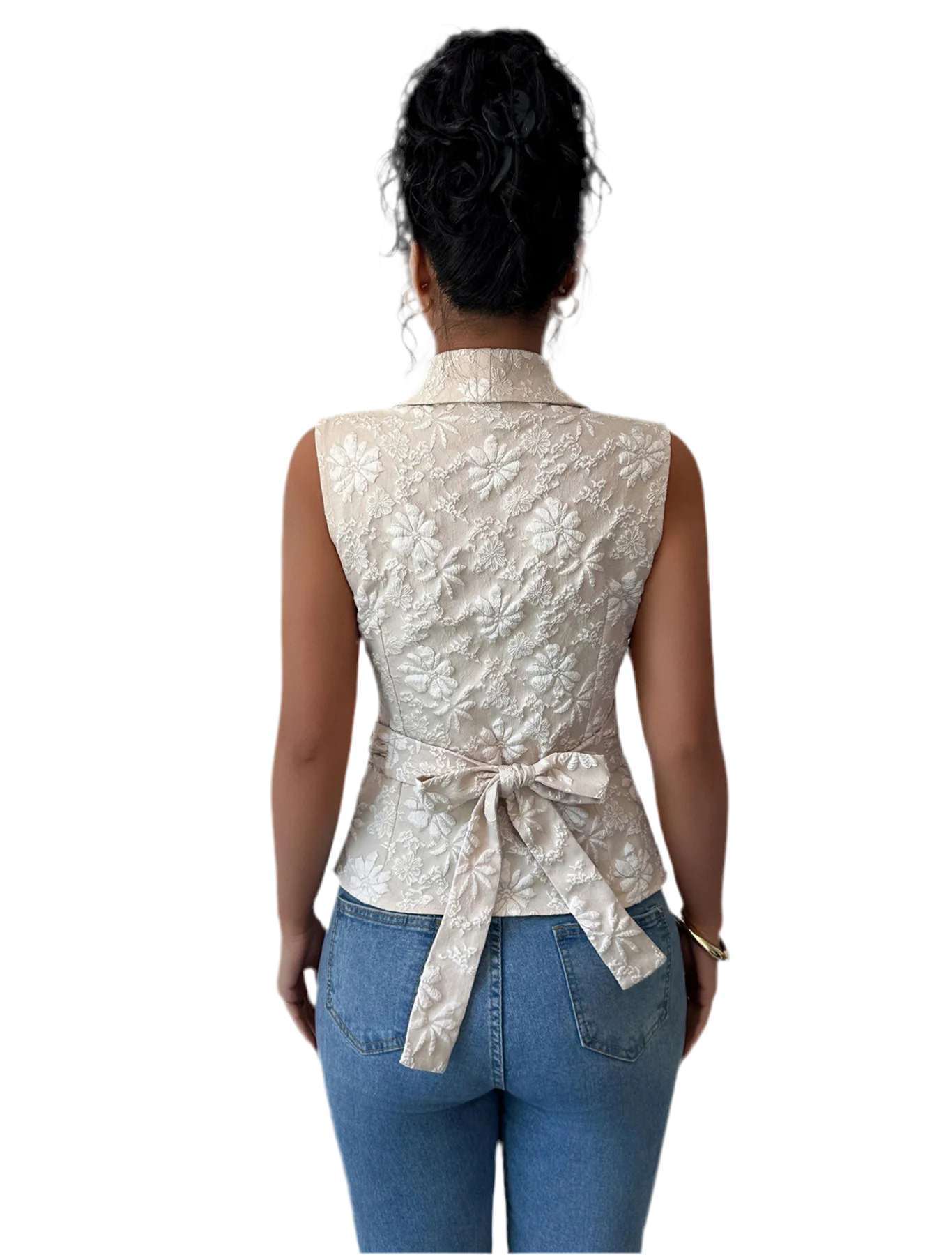 Flower Ruched Sleeveless Tank