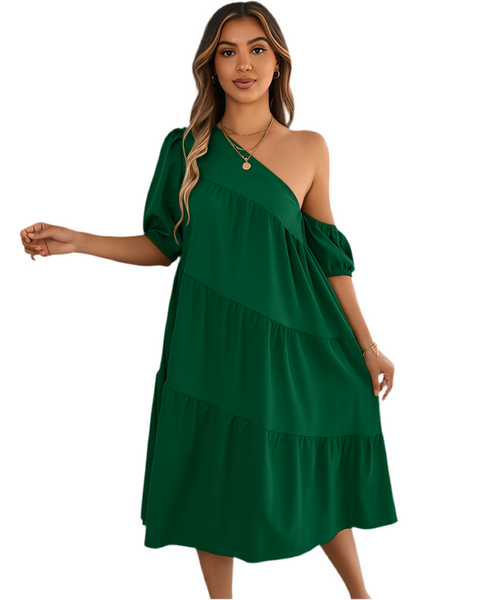 Single Shoulder Tiered Dress