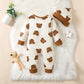 0-18 Months Spring Unisex Cute Baby Clothes Boy Girls Rompers Onesie Bear Print Long Sleeve Jumpsuits+Hat 2Pcs Set Daily Toddler