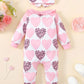 Winter Newborn Infant Baby Boys Romper Bear Print Long Sleeve Button Up Front Rompers Kids Onepiece Soft Fashion Baby  Clothing